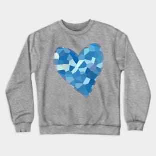 Aqua Blue Mosaic Heart Crewneck Sweatshirt